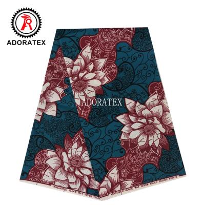 China Shrink-Resistant Imitation African Wax Print Fabric Embossed African Flower Print Fabric Double Side Wax Print Fabric for sale