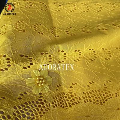 China Adoratex Custom Anti-Static Polyester Lace Eyelet Embroidery Colorful Simple Fabric for sale