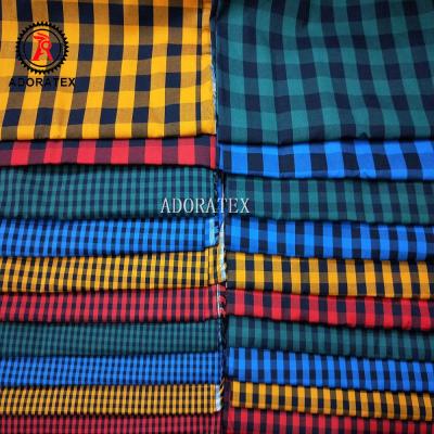 China Shrink-Resistant Black Plaid Material Polyester Cotton TC Yarn Dyed Check Fabric for sale