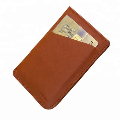 China Vintage 18101 Slim Real Leather RFID Credit Card Holder With Pull-Tag Pocket for sale