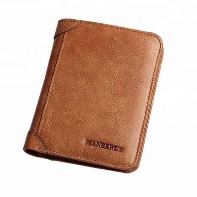 China Credit card 18221 handmade real cowhide leather bifold card wallet with card holder flap for sale