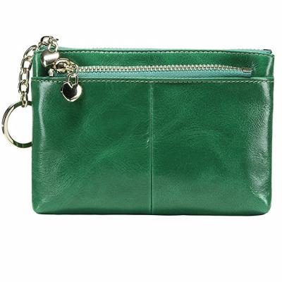 China For 17152 Leather Mini Coin Purse Card Holder Triple Card Zipper With Key Chain for sale