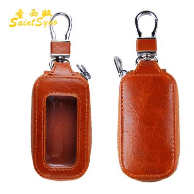 China Fashion Promotion Stand Zipper FOB Genuine Leather Key Bag For Remote Car Key Case for sale