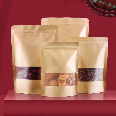 China Resealable Logo Resealable Zipper Bag With Recyclable Custom Window Kraft Paper Bag Small Kraft Paper Bag For Fruits for sale