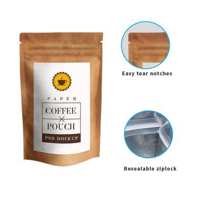 China Moisture Proof Donuts Packaging Custom Kraft Paper Bag 4 Sides Coffee Kraft Paper Zipper Bag With Logo for sale