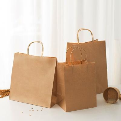 China Restaurant Moisture Proof Food Carry Bag Custom Kraft Paper Business Gift Luxury Shopping Bag With Handles for sale