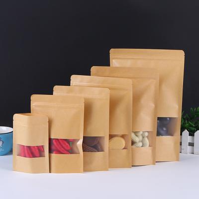 China Wholesale Custom Paper Kraft Paper Food Packaging Bag Moisture Proof Zipper Bag White Paper Bag With Window for sale