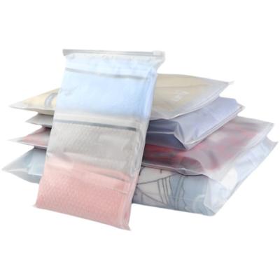 China Recyclable Wholesale Custom Logo Frosted Plastic Bag Clothes Zip To Lock Self Sealing Bag Apparel Packaging Frosted Zipper Bags Printed Logo for sale