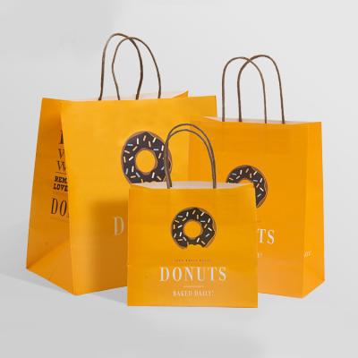 China Recyclable Printing Recycle Gift Wrapping Paper Shopping Bag Shopping Paper Bag With Logo Orange Gift Carrier Bag for sale