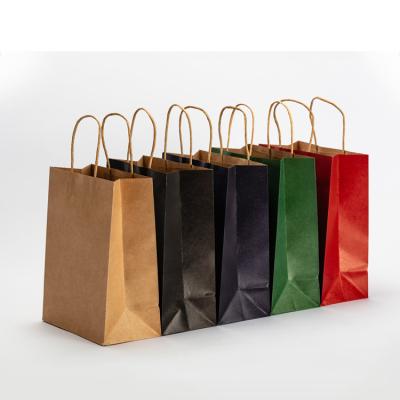 China Factory Price Recyclable Brown Kraft Paper Bag With Rope Handle Your Logo Flat Handle Kraft Paper Bag for sale