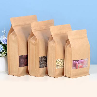 China Customized wholesale cheap biodegradable kitchen dried fruit food wrapping paper storage recyclable bag with window for sale