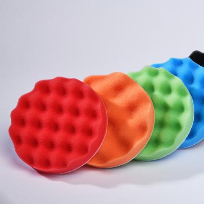 China Car Body Quality Good 3 Inch Polish Pad Buffing Car Foam Waffle Polishing Pads 5pcs Sponge Waffle Foam 1pc Wool Polish Pad Flat for sale