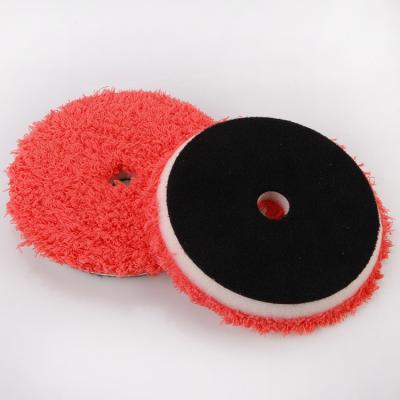 China Car Body Trim Gasket Pad 5 Inch Microfiber Diamond Buffing Pad For Car Cleaning Polishing Care Red Superfine Fiber Polisher Pad for sale