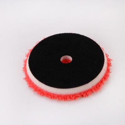 China Car Body Diamond Buffing Pad 5 Inch Microfiber Cleaning Polish 6 Inch Red Superfine Polisher Pad For Car Care Beveled Gasket Pad for sale