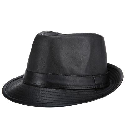 China Custom European and American style wholesale fashion PU jazz gentleman leather hats for sale