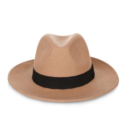 China ENGLAND STYLE Vintage Fedora Gentleman Jazz Wool Solid Colored Wide Brimmed Felt Hat for sale