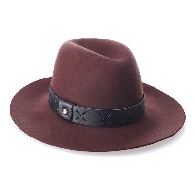 China Fashion pure wool felt hat and top hat leather wool wide brim felt hat for sale