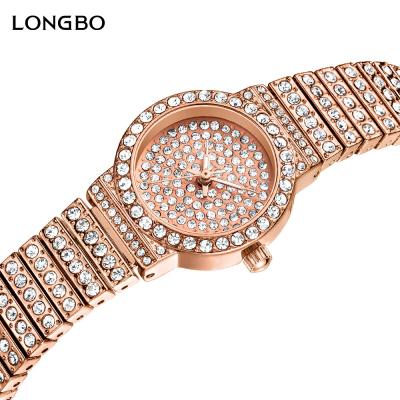 China LONGBO 80643 Stainless Steel Band Fashion Luxury Full Waterproof Rose Gold Quartz Watch For Women for sale