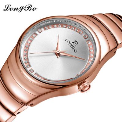 China 2020 LONGBO 80662 Steel Band Modern Simple Stylish Waterproof Diamond-encrusted Watch For Women for sale