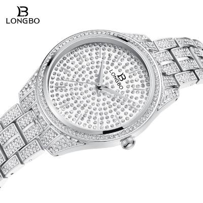 China Modern LONGBO80649 water resistant, simple waterproof steel band, diamond-encrusted watch for women for sale