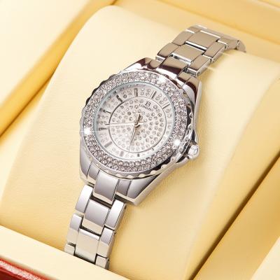 China Water Resistant Longbo 80639 Diamond-encrusted Steel Band Quartz Three Eye Waterproof Watch For Women for sale