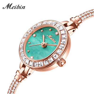 China Hot News Diamond Water Resistant MEIBIN 1645 Style Bracelet Quartz Ladies Waterproof Watch for sale