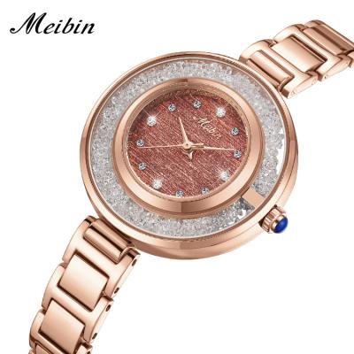 China Wholesale 1615 Elegant Hot Sale Waterproof Watch MEIBIN Quartz Stainless Steel Band Water Resistant Ladies Watch for sale