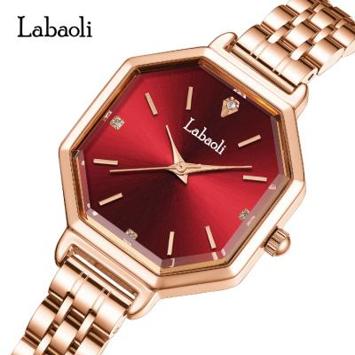 China LABAOLI LA045 top brand woman luxury crystal dress watch fashion quartz watch leather female for sale