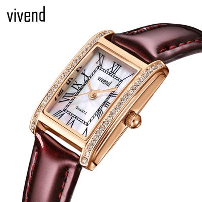 China VIVEND VD005 Water Resistant Quartz Watches Stylish Leather Strap Colorful Watches For Women Water Resistant for sale