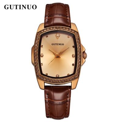 China GUTINUO GT002 Water Resistant Trending Gold Women Quartz Watch Customized OEM Custom Logo Quartz Watches Casual Leather for sale