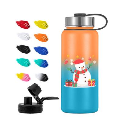 China Business Christmas Promotion New Arrival Custom Gradient Colors Double Wall Printed Insulated Stainless Steel Water Bottle Kids Series for sale