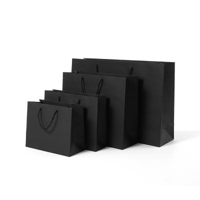 China Promotion Recyclable Clothing Gift Wrapping Paper Gift Wrapping Paper Black Paper Bag Customized Logo Black Paper Bag for sale