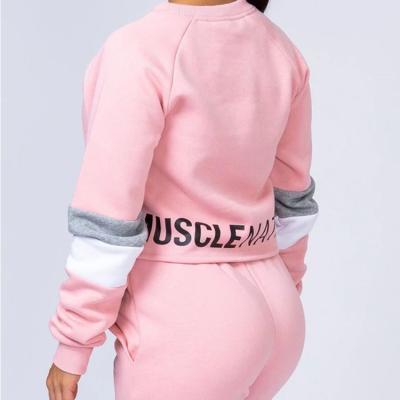 China Free Shipping High Quality Woman Breathable 2 Piece Pink Cotton Sweatsuit Tracksuits Set Tracksuit For Women for sale