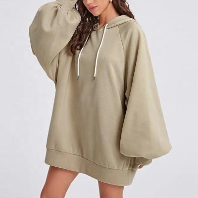 China New desgin cotton hoodie dress autumn breathable long sleeve custom oversized WORKOUT hoodie dress for women for sale