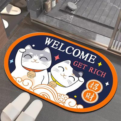 China 2022 Washable Non Slip To Floor Diatomaceous Earth Absorbent Bath Mat Diatomite Mud Non Slip Absorbent Quick Dry Bath Mat for sale