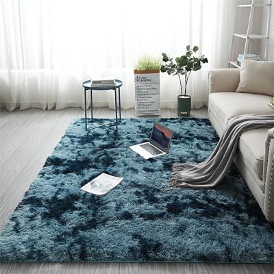 China Washable Nordic Simple And Comfortable Home Tie Dye Long Hair Bedside Rug for sale