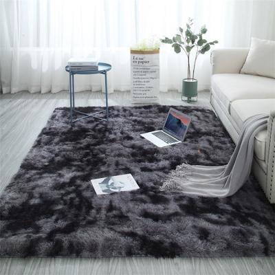 China Dark Color Washable Comfy Hairy Tie Dye Long Hair Bedside Rug for sale