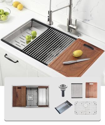 China Without Faucet 304 Stainless Steel Bowl Handmade Single Bowl Kitchen Farmhouse Sink Set for sale