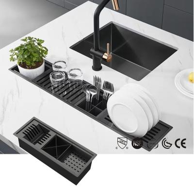 China Without Faucet Multifunctional Customize Undermount Stainless Steel Black Modern Kitchen Sink for sale