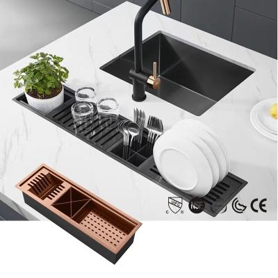 China Without Faucet High Quality European Style Rose Gold 304 Stainless Steel Kitchen Sink Luxury Single Bowl for sale