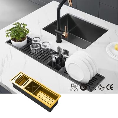 China Without Faucet 600x180x150mm Luxury Gold Kitchen Sink Stainless Steel Handmade Kitchen Sink for sale