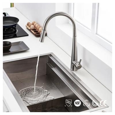 China Pull Out Spray 304 Stainless Steel Kitchen Faucets Luxury Commercial Single Handle Pull Down Kitchen Sink Faucet for sale