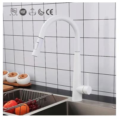 China Pull Out Spray White Pull Out Spring Kitchen Water Faucet Single Handle Kitchen Mixer Kitchen Taps Stainless Steel Hot And Cold Brushed Water for sale