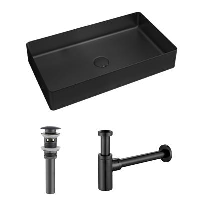 China Modern Black Rectangular Wash Basin Bathroom Sinks For Hotel Bathroom For Villa, Hotel, Home for sale