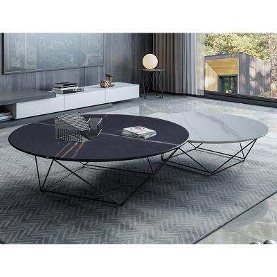 China Creative Nordic Light Luxury Marble Coffee Table Modern Simple Black Metal Table Living Room Furniture Side Center Table for sale