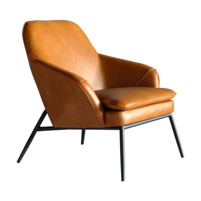 China Modern Leather PU Leather Lounge Armchair Club Guest With Metal Legs Mid Century Modern Upholstered Accent Chair for sale