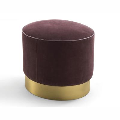 China Wholesale Metal Fancy Modern Chinese Brass Steel Round Bar Low Velvet Design Cloth Foot Stools Stool Chair for sale