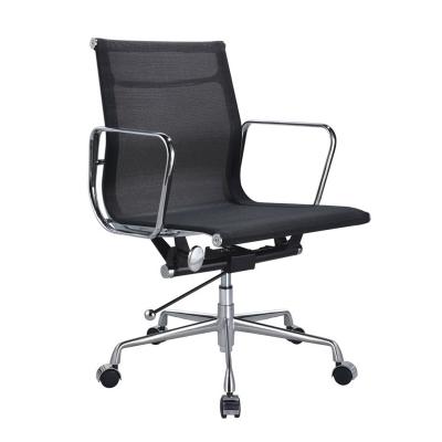 China Modern Black Mesh Office Computer Chair Modern Furniture Swivel Low Backed Chair With Armrest for sale