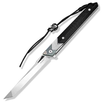 China Open Design Pen Shape Folding Knife Titanium and Slim Slide New G-10 Handle Outdoor Camping Pocket Knife Case Box Cutter for sale