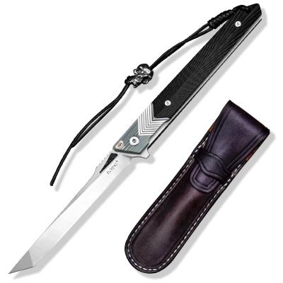 China Titanium Hunting Knives Outdoor Survival Pocket 14C28N Open Folding Tactical Sheath Knife And Slide Handle EDC Group Of Ten for sale